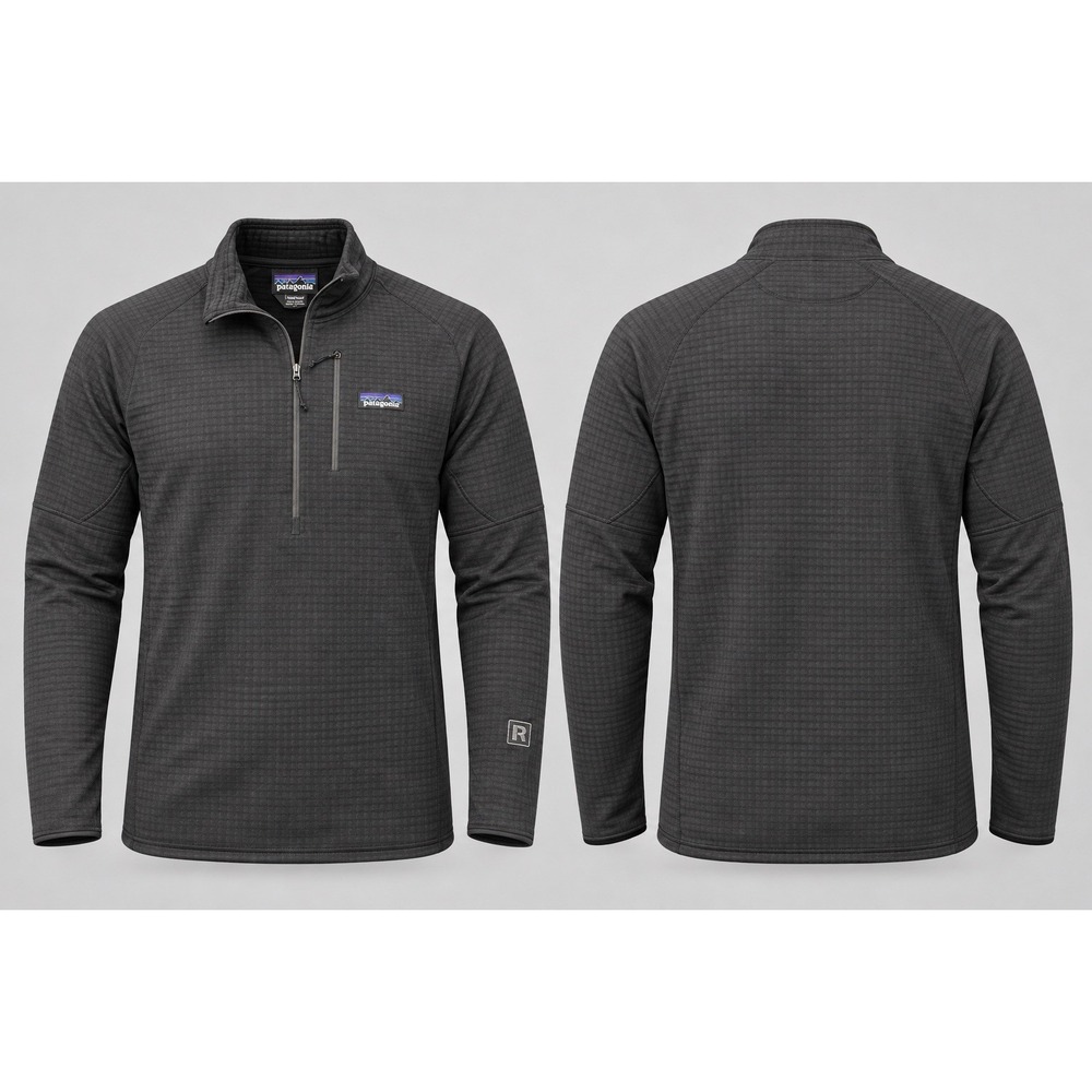 Patagonia Womens L R1 Pullover Regulator Polartec Fleece 1/4 Zip Black